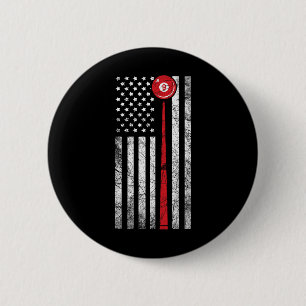 Billiard T Shirt American Flag Shooting Pool Tee 6 Cm Round Badge