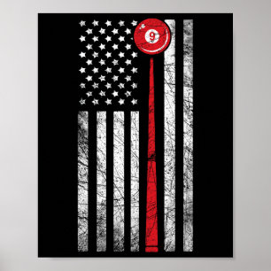 Billiard T Shirt American Flag Shooting Pool Tee Poster