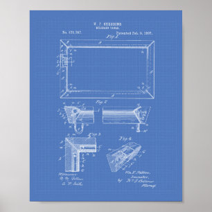 Billiard Table 1897 Patent Art - Blueprint Poster