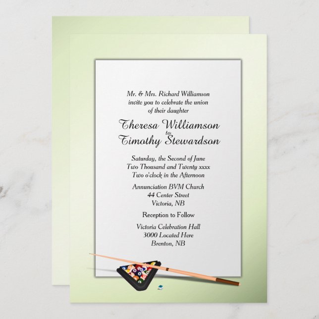 Billiard Theme Wedding Invitation (Front/Back)