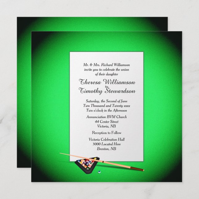Billiard Theme Wedding Invitation (Front/Back)