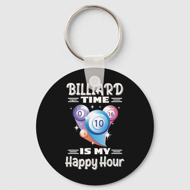 Billiard Time Happy Hour With Billiard  Key Ring (Front)