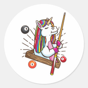Billiard Unicorn Workhorse Pool Shirt Girls Snooke Classic Round Sticker