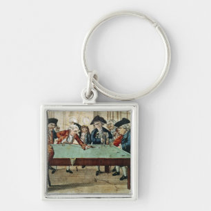 Billiards, 18th century etching by R.Sayer Key Ring
