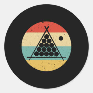 Billiards 60s 70s Retro Vintage Cue Sports Pool Pl Classic Round Sticker