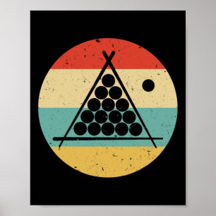 Billiards 60s 70s Retro Vintage Cue Sports Pool Pl Poster