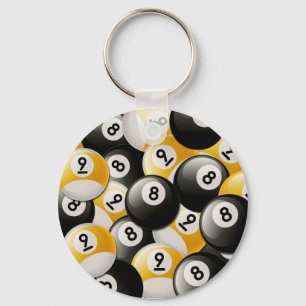BILLIARDS 8 & 9 BALLS COLLAGE KEY RING