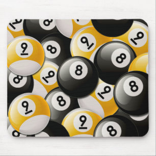BILLIARDS 8 & 9 BALLS COLLAGE MOUSE PAD
