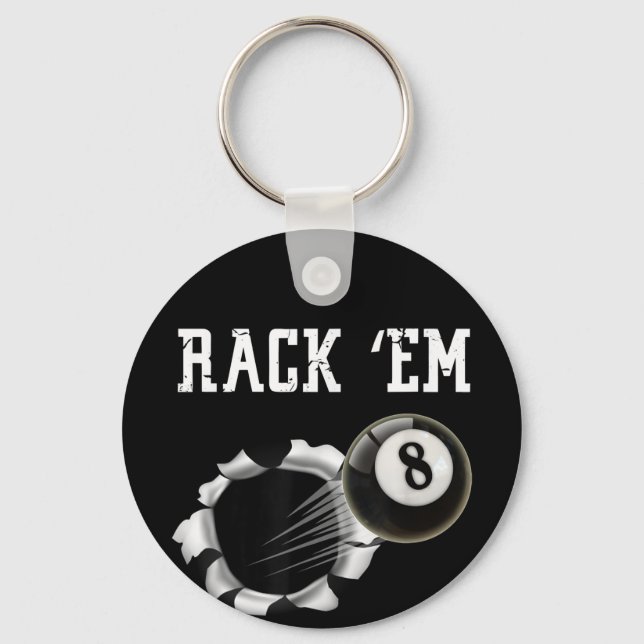 Billiards 8 Ball Rack Em Key Ring (Front)