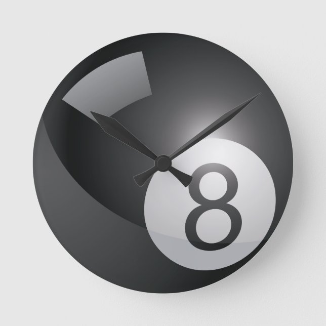 Billiards 8 Ball Round Clock (Front)