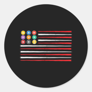 Billiards American Flag Cue Pool Balls Billiard Classic Round Sticker