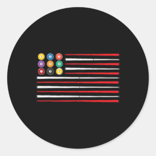 Billiards American Flag Cue Pool Billiard Player G Classic Round Sticker