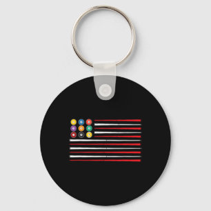 Billiards American Flag Cue Pool Billiard Player G Key Ring