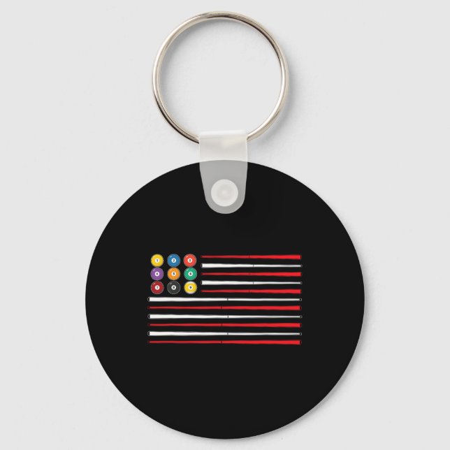 Billiards American Flag Cue Pool Billiard Player G Key Ring (Front)