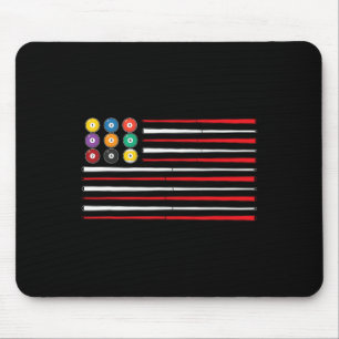 Billiards American Flag Cue Pool Billiard Player G Mouse Pad