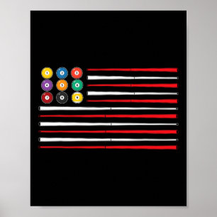 Billiards American Flag Cue Pool Billiard Player G Poster