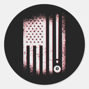 Billiards American Flag Usa Pool Players And Billa Classic Round Sticker