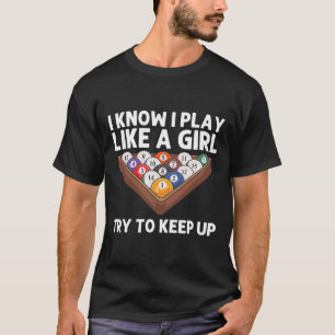 Billiards Art For Girls Women 8 Ball Pool Billiard T-Shirt