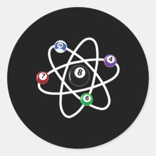 Billiards Atom Science Shirt 8-ball Pool Lovers Bi Classic Round Sticker