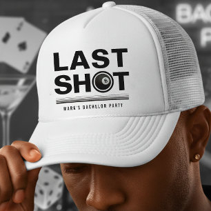 Billiards Bachelor Party Last Shot Pool Ball White Trucker Hat