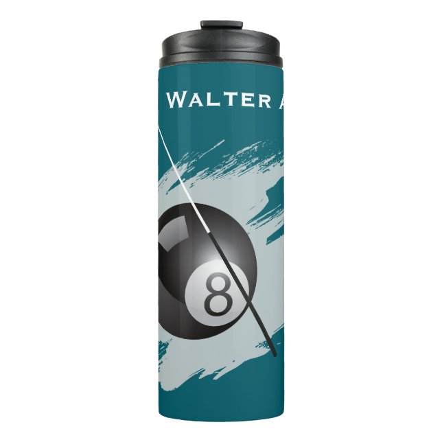 Billiards - Ball and Cue Stick - Personalize Thermal Tumbler (Front)