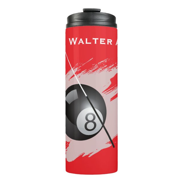 Billiards - Ball and Cue Stick - Personalize Thermal Tumbler (Front)
