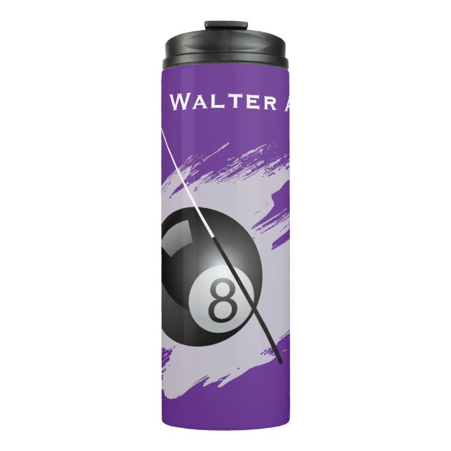 Billiards - Ball and Cue Stick - Personalize Thermal Tumbler (Front)