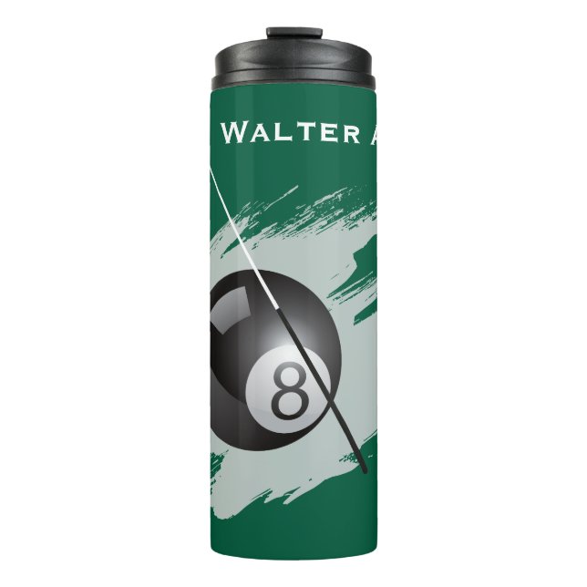 Billiards - Ball and Cue Stick - Personalize Thermal Tumbler (Front)