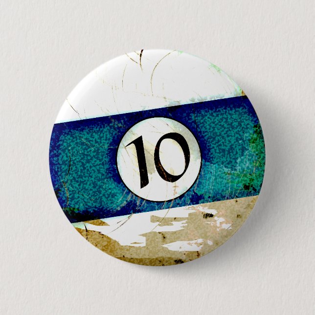 BILLIARDS BALL NUMBER 10 6 CM ROUND BADGE (Front)