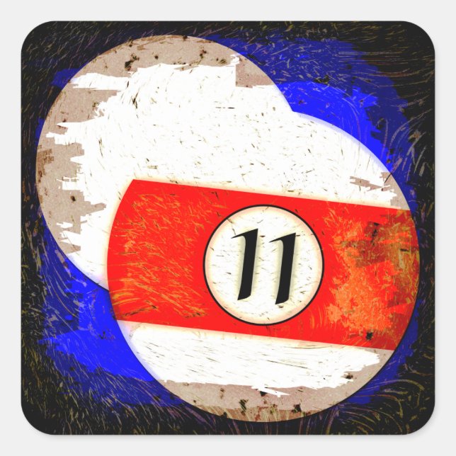 BILLIARDS BALL NUMBER 11 SQUARE STICKER (Front)