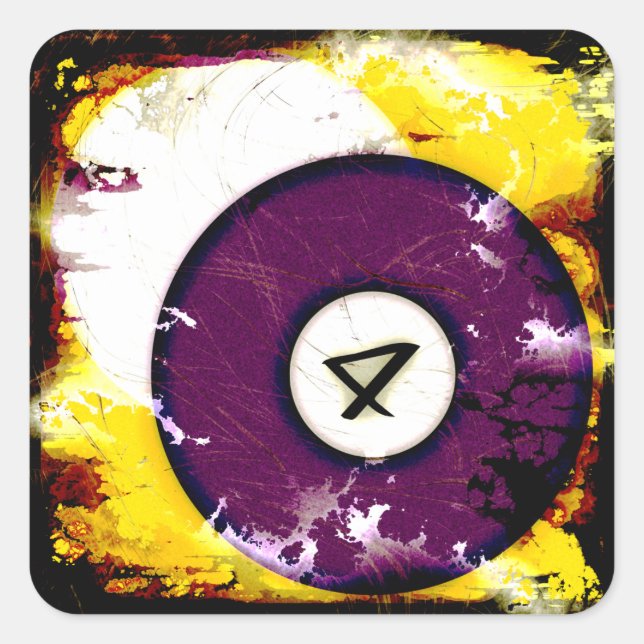 BILLIARDS BALL NUMBER 4 SQUARE STICKER (Front)