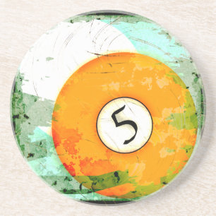 BILLIARDS BALL NUMBER 5 COASTER