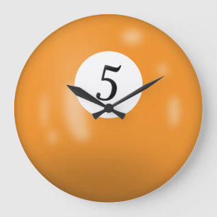 Billiards Ball Number 5 Large Clock