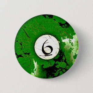 BILLIARDS BALL NUMBER 6 6 CM ROUND BADGE