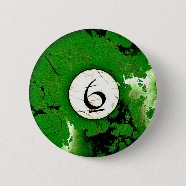 BILLIARDS BALL NUMBER 6 CM ROUND BADGE (Front)