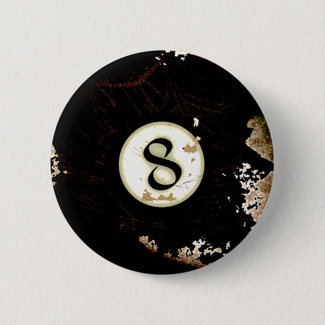 BILLIARDS BALL NUMBER 8 6 CM ROUND BADGE (Front)