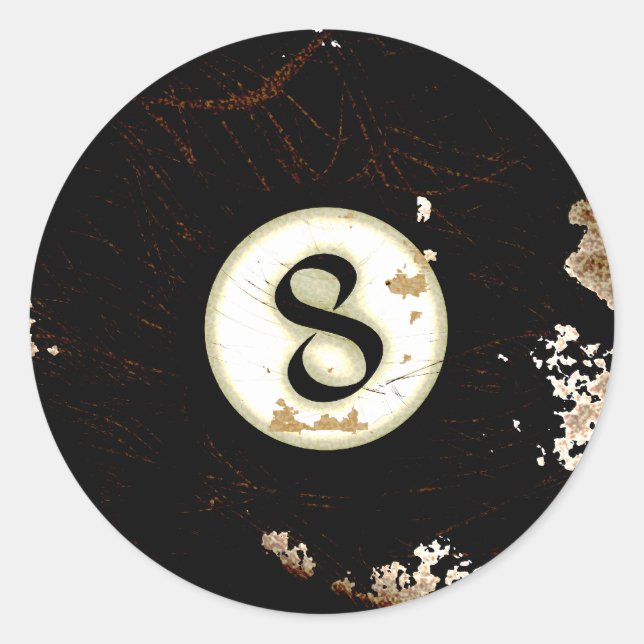 BILLIARDS BALL NUMBER 8 CLASSIC ROUND STICKER (Front)