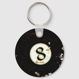 BILLIARDS BALL NUMBER 8 KEY RING