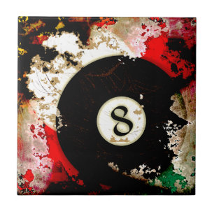 BILLIARDS BALL NUMBER 8 TILE