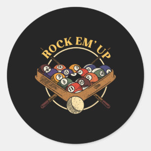 Billiards Ball Rack Stick Cue Billiard Player Snoo Classic Round Sticker