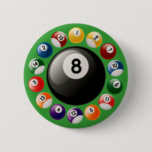 BILLIARDS BALLS 6 CM ROUND BADGE