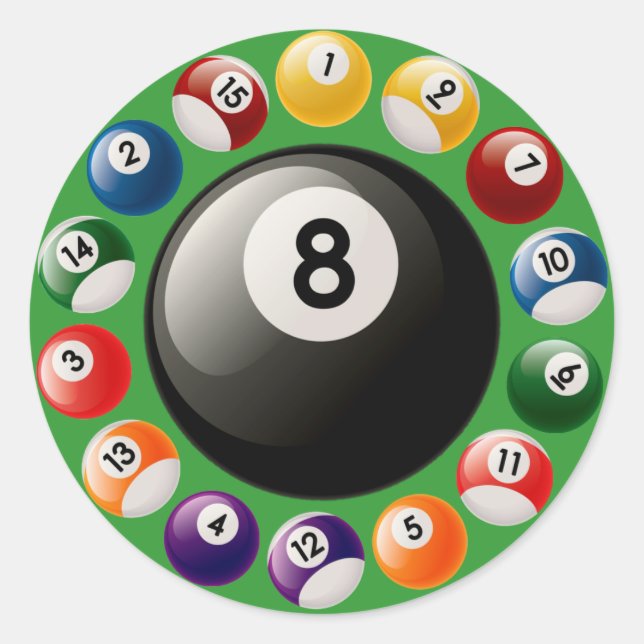 BILLIARDS BALLS CLASSIC ROUND STICKER (Front)