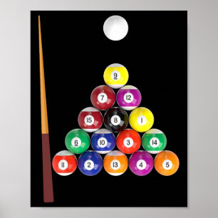 Billiards Bar League 8-ball Pool Team Men Women Poster