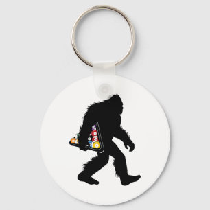 Billiards Bigfoot With Pool Sasquatch Snooker Key Ring