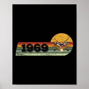 Billiards Billiard-gamer Vintage 1969 Birthday Poo Poster