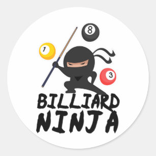Billiards Billiard Ninja Pool Player 8 Funny Classic Round Sticker