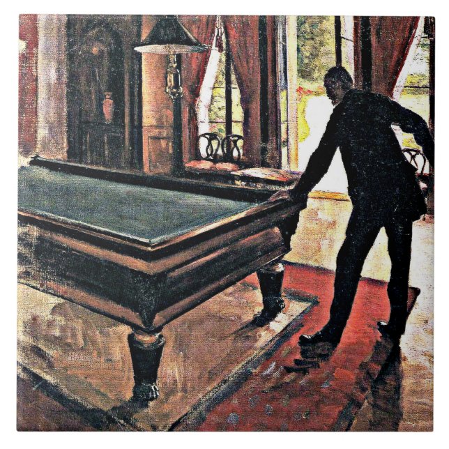 Billiards - Caillebotte, 1876 artwork, Ceramic Tile (Front)