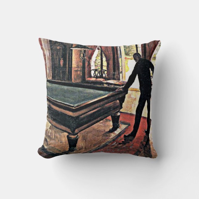 Billiards - Caillebotte, 1876 artwork Cushion (Front)