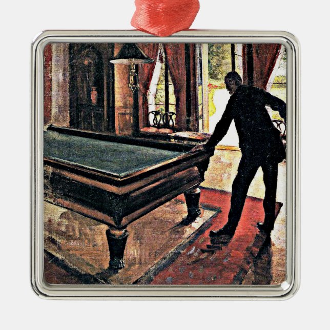 Billiards - Caillebotte, 1876 artwork Metal Ornament (Front)
