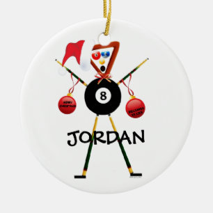 Billiards Christmas Ceramic Tree Decoration